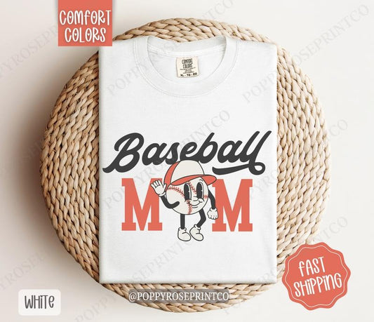 Retro Baseball Mom Comfort Colors, Mom Tee, Baseball Mom Women's Tshirt