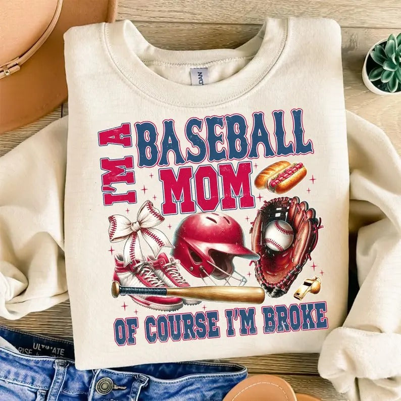 Retro Baseball Mom Sweatshirt Baseball Coquette Bow Baseball Mama Game Day Sports Baseball