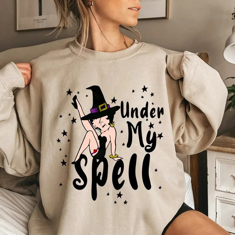 Retro BettyBoop Halloween Shirt, Under My Spell Shirt, Halloween Sweatshirt, Bettyboop Tee Shirt, Halloween Gift