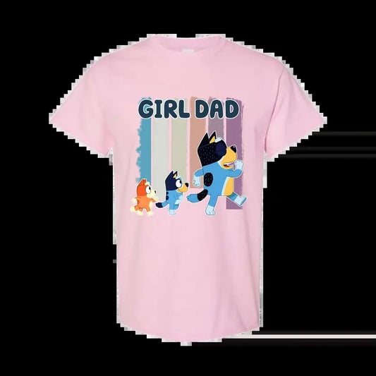 Retro Bluey Family Shirt, Family Girl Dad Bluey Shirt, Bluey Dad Tee, Girl Dad Tshirt, Gift For Dad, Daughter To Dad, Father's Day Gift, Full Color, Full Size Comfort Cotton