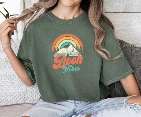 Retro Book Vibes Comfort colors Tee shirt