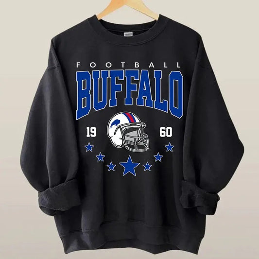 Retro Buffalo Football Sweatshirt, Vintage Style Buffalo Football Crewneck, Football Fan Gifts