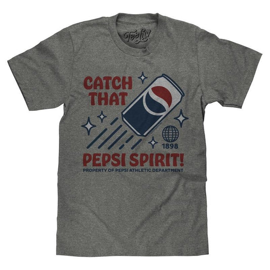 Retro Catch That Pepsi Spirit Soda Logo T-Shirt - Graphite Heather