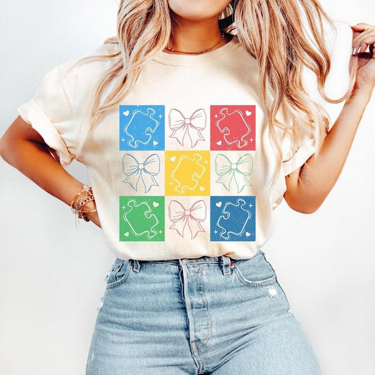 Retro Checkered Autism Awareness T-Shirt, Autism Coquette T-Shirt, Autism Mama T-Shirt, Autism Advocate T-Shirt, Special Education, Neurodiversity T-Shirt