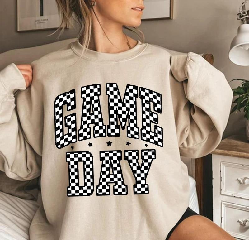 Retro Checkered Game Day Sweatshirt, Checkered Game Day Sweater, Game Day Checkered School Sport Shirt, for Men and Women, Gift for Women, Gift for Man