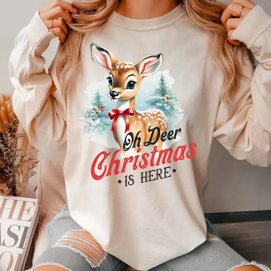 Retro Christmas Reindeer Sweatshirt, Nostalgic Vintage Style Christmas Shirt, Retro Reindeer Sweater, 1950s Holiday Shirt, Mid Century Xmas Shirt, Vintage Christmas Sweatshirt