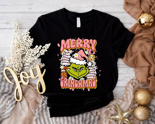 Retro Christmas Shirt, Trendy Christmas Gift Tee, Christmas Light T-shirt, Holiday Gift Short Sleeve, Winter Holiday Shirt For Woman.