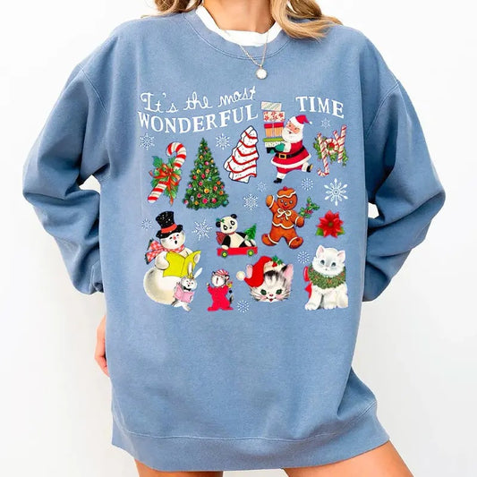 Retro Christmas Sweatshirt, It's the Most Wonderful Time Shirt, Women's Christmas Vintage Hoodie, Trendy Holiday Sweatshirt, Cute Christmas Shirt, 90s Christmas Sweater
