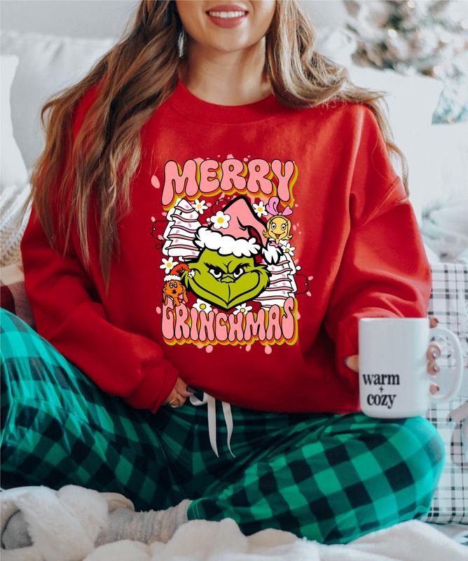 Retro Christmas Sweatshirt, Trendy Christmas Gift Sweater, Christmas Light Hoodie, Holiday Gift Long Sleeve, Winter Holiday Sweater For Woman.