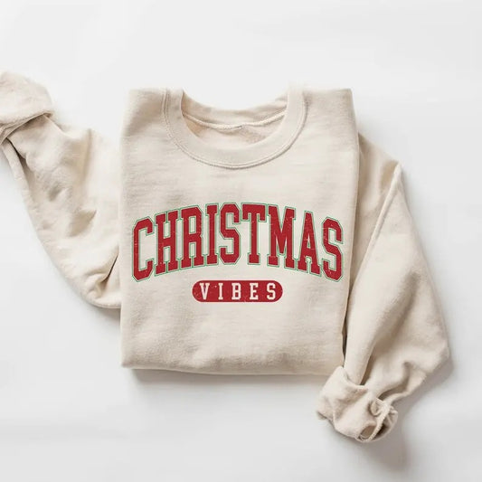 Retro Christmas Vibes Sweatshirt- Tshirt, Womens Christmas Sweatshirt, Holiday Sweater, Cute Christmas Sweatshirt, Christmas Gift, Winter Shirt, All Sizes, For Men, For Women