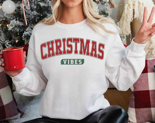 Retro Christmas Vibes Sweatshirt, Cute Christmas Gift, Womens Christmas Sweatshirt, Holiday Sweater, Winter Shirt