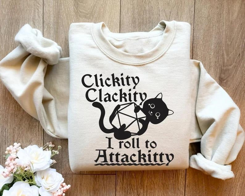 Retro Clickity Clackity Shirt, Game Dice Attackitty Shirt, Dungeon Master Shirt,Tabletop RPG Tee,Tabletop Games, RPG Shirt,Fantasy Boardgame