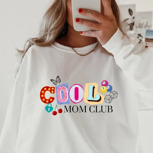 Retro Cool Mom Club Crewneck ~ Sweatshirt Unisex Apparel Relaxed Fit Printed in the USA Clothing Womenswear Casual and Comfortable
