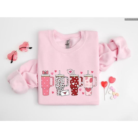 Retro Coquette Obsessive Cup Disorder Valentine's Day Sweatshirt Hoodie T-Shirt, Candy Heart Love Cup Valentine Gift , Global Trending Outfits