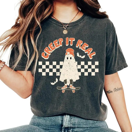 Retro Creep it Real Halloween Shirt, Vintage Ghost Halloween Tshirt, Witch Tee, Retro Fall Comfort Colors Shirt, Halloween Gifts