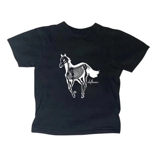 Retro Deftones White Pony Baby Tee, Rock Nu Metal Band, Y2k Top Women Streetwear, Gothic Emo Girl Top, Women Fitted T-Shirt