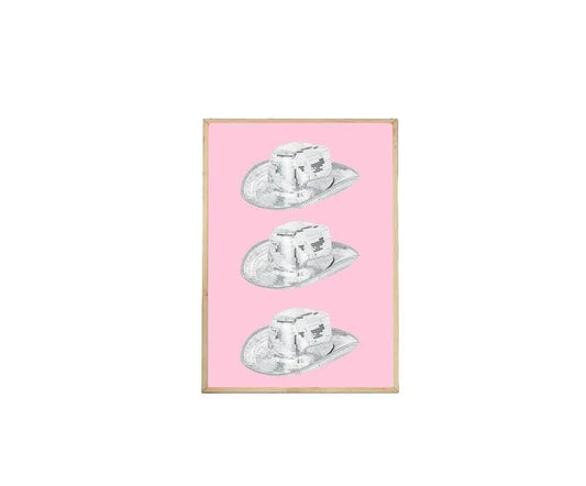 Retro Disco Cowgirl Hats, Pink Print, Girly Preppy Trendy, Disco Ball Print, Cowgirl Hat Print, Gifts For Women Wall Art, Poster Prints No Frame, Wall Art Home Decor, Modern Wall Art, Gifts For Birthday