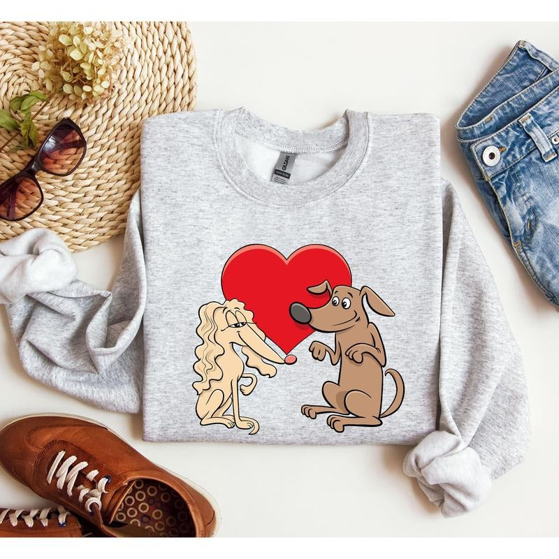 Retro Dog Lovers Sweatshirt, Vintage Valentine's Day Sweatshirt, Crew Neck, Women's, Crewneck, Valentine's Day, Love, Heart, Cupid