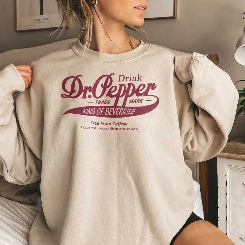 Retro Dr.Pepper Soft Drink T-shirt/sweatshirt - Classic Fit, 100% Cotton - Pullover, Spandex Womenswear New Trend