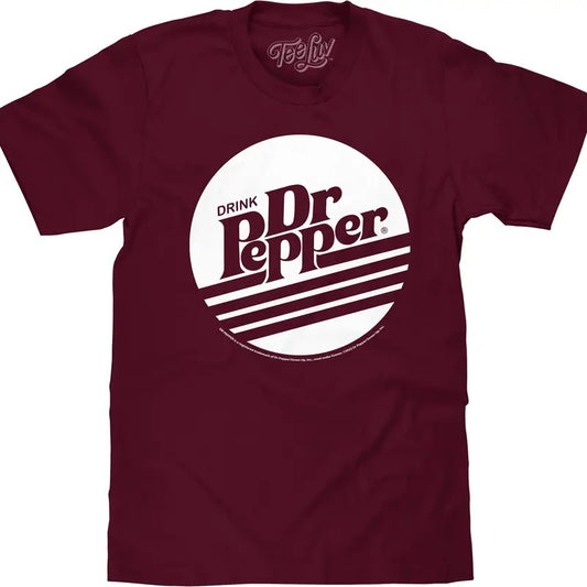 Retro Drink Dr Pepper Logo T-Shirt - Burgundy