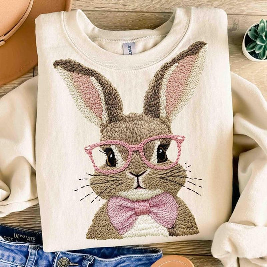 Retro Easter Bunny t-shirt, Vintage Happy Easter sweatshirt, Faux Girly hoodie, Funny Easter Bunny Sunglasses Easter Holiday Sublimation