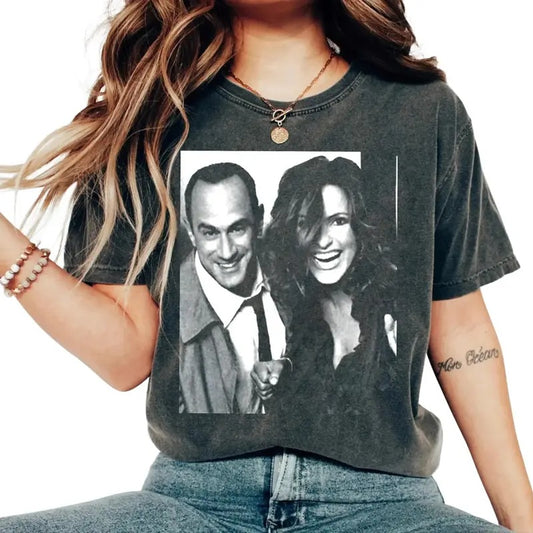 Retro Elliot Benson And Olivia Stabler Shirt, Law And Order Svu Apparel, Featuring Elliot And Olivia Tee Gift For Fans, Unisex Shirt