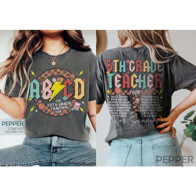 Retro Fifth Grade Teacher Tour Shirt, ABCD Teacher Tour Shirt for 5th Grade Teacher, Custom First Day of School Shirts for ABCD Teachers  T-shirt, sweater and Hoodie