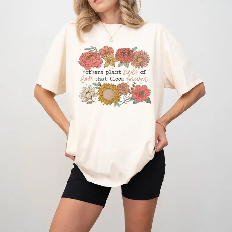 Retro Floral Mama Quote Comfort Colors Shirt, She Is Mom Shirt, Mothers Day Shirt, Mom Shirt, Gift for Mom, Mother's Day Gift