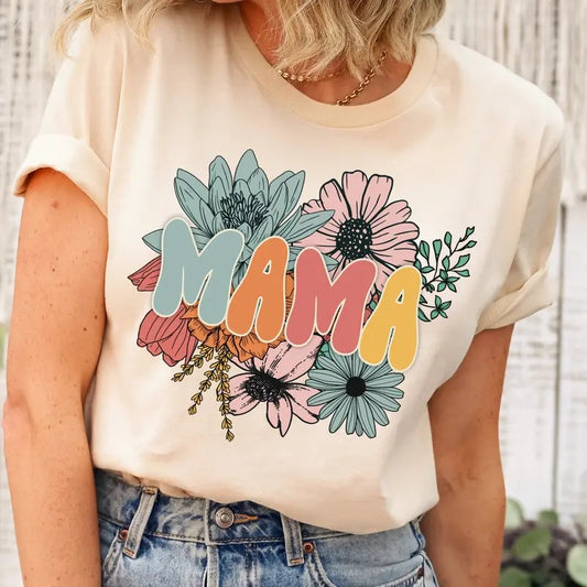 Retro Floral Mama T-shirt, Mom Shirt for Mom for Mother's Day, Mama T-shirt, Shirt for Mom for Mother's Day, Mama T-Shirtstyle{n002}2