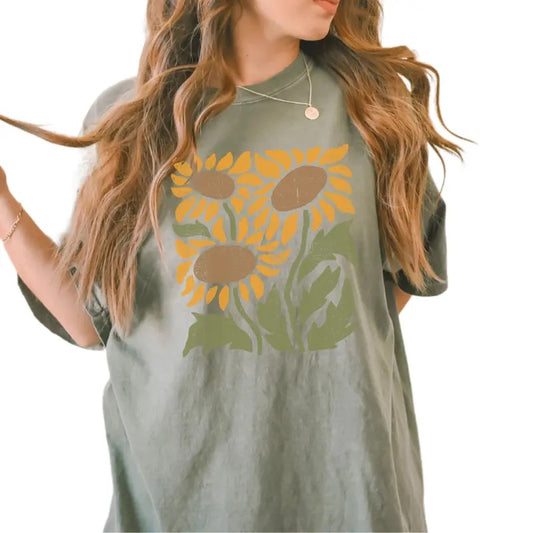 Retro Flower Shirt, Vintage Sunflower Shirt, Wildflowers Tshirt, Botanical Shirt, Vintage Sunflower Shirt, Boho Botanical Tee, Unisex T-Shirt, Short Sleeve Tee Shirt, Gifts For Birthday Fathers Day
