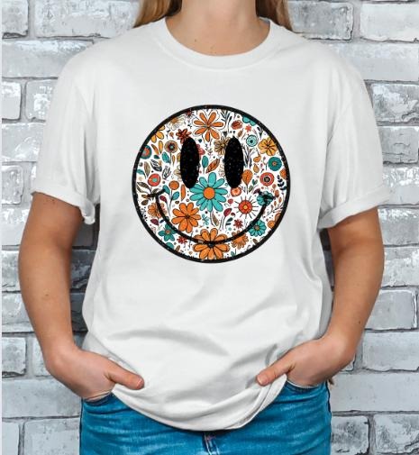 Retro Flower Smiley Face T-shirt smileyface shirt