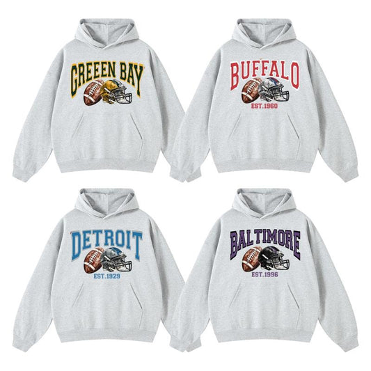 Retro Football Hoodie - Classic Ash Grey for Game Day Vibes