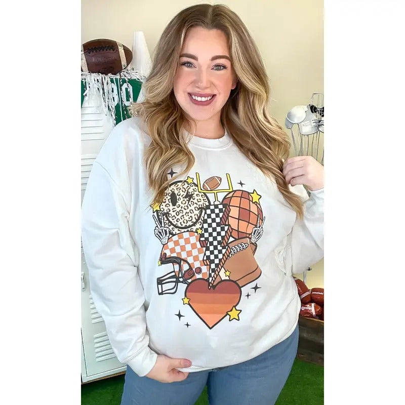 Retro Football Vibes Graphic Sweatshirt