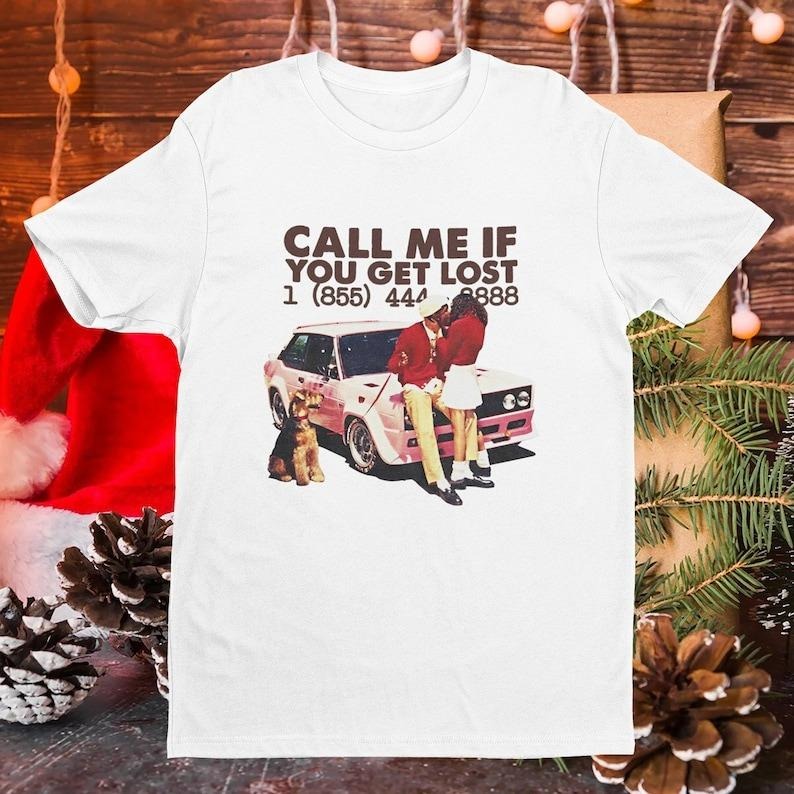 Retro Funny Call Me If You Get Lost Graphic Short Sleeve Crewneck Unisex T-Shirt, Vintage 90s Inspired Custom Tee, Tyler Nostalgia Shirt