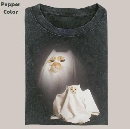 Retro Funny Ghost Kitten Wash Tee, Unisex Meme Cringe Funny Tee, Retro Horror Shirt, Horror Cereal Shirt, Halloween T-shirt
