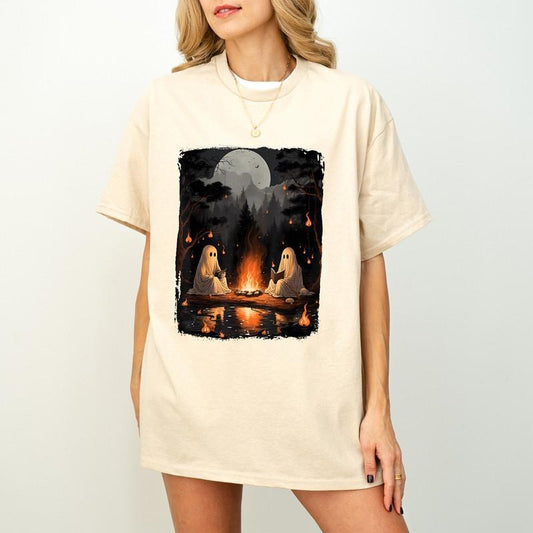 Retro Ghost Book Reading Camping Gothic Halloween Teachers T-Shirt, Vintage Ghost Book Reading Shirt, Halloween Trip Shirt, Camping Gothic Shirt, Ghost Reading Books Shirt, Halloween Teacher Librarian Gift, Halloween Sweatshirt