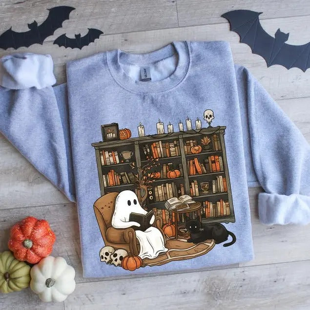 Retro Ghost Reading Books Sweatshirt, Librarian Ghost Halloween shirt, Halloween Teacher Sweatshirt, Halloween Shirt, Teacher Gift, Boo School  T-shirt, sweater and Hoodie
