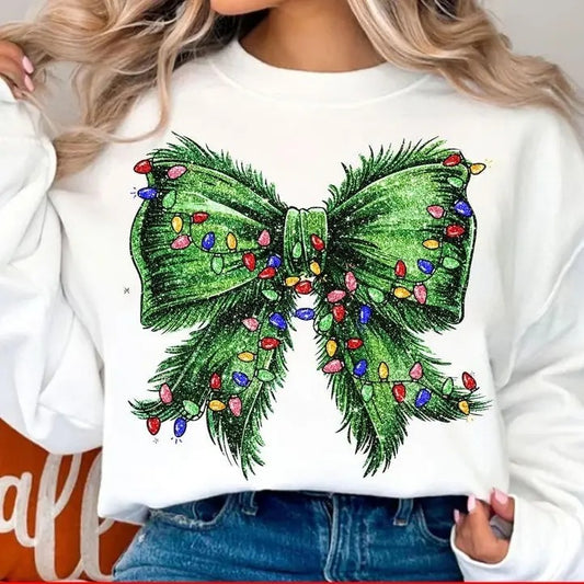 Retro Grinchmas Coquette Bow Green Fur Graphic Printed Sweater, Christmas Season Green Guy Shirt