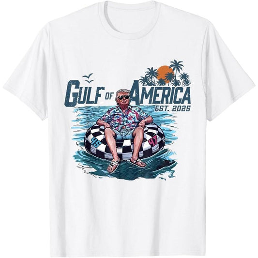 Retro Gulf Of USA America Est 2025 American Flag Gulf Mexico T-Shirt made in usa