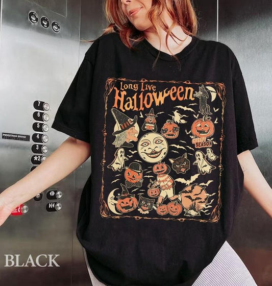 Retro Halloween Comfort Colors shirt, Long Live Halloween Shirt, Ghost Reading Shirt, Vintage Ghost Halloween Shirt, Retro Fall Shirt