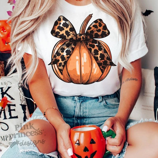 Retro Halloween Coquette Bow Spooky Mama Pumpkin Designs For Tee Shirts Sublimation Designs Trending Cheetah Designs Cotton Womenswear