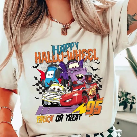 Retro Halloween Shirt, Halloween Car Shirt, Lightning Mcqueen Shirt, Halloween Family Trip Shirt, Trick Or Treat Shirtstyle{n002}2
