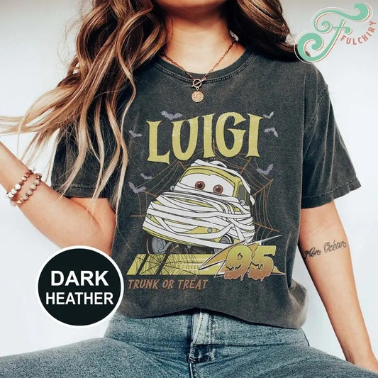 Retro Halloween Shirt, Halloween Luigi Car Shirt, Lightning Mcqueen Shirt, Halloween Family Trip Shirt, Trick Or Treat Shirt