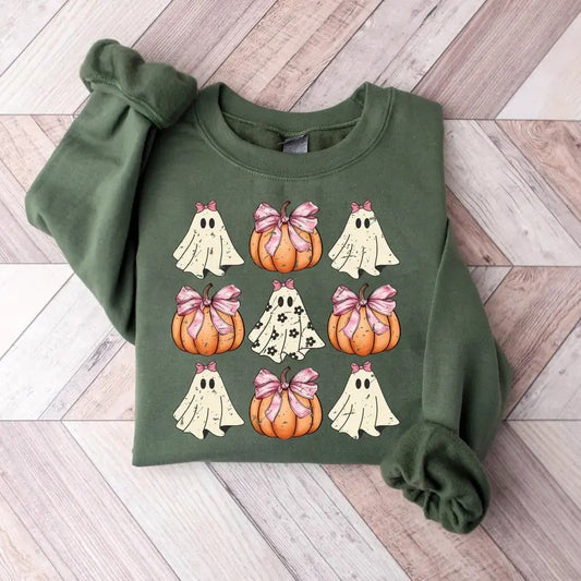 Retro Halloween sweatShirt, Coquette Halloween sweatShirt, Hallowen Pumpkin sweatShirt, Pink Pumpkin Shirt, Pumpkin Coquette Bow Shirt,Coquette Ghost Shirt, Trendy Top,tshirt best selling 2024