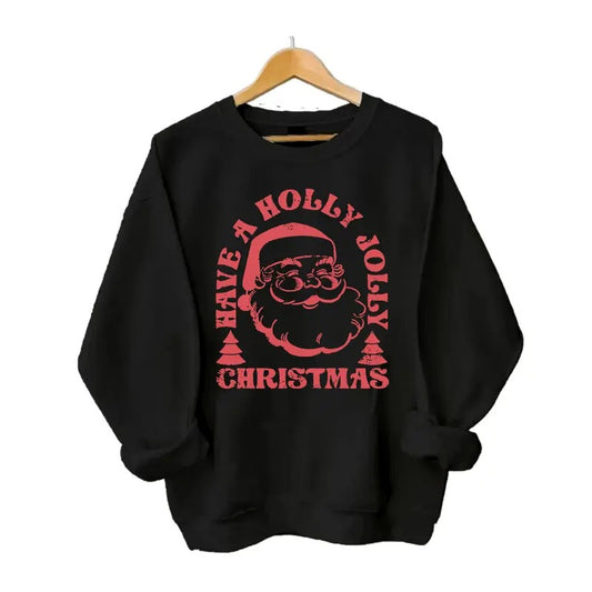 Retro Have A H0lly J0lly Christmas Santa Claus Sweatshirt, Gift for Winter Holiday, for Him & Her Classic Cotton