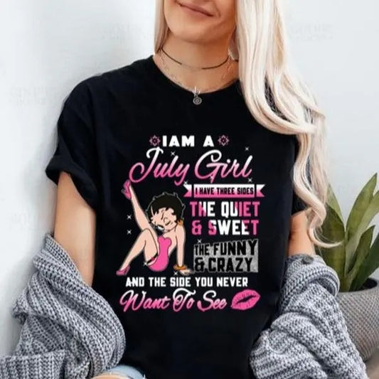 Retro I Am A July Girl Betty Boop Shirt, Want To See Shirt, Betty Boop Fan Shirt, Gift For Betty Boop Loversstyle{n002}2