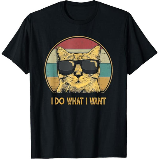 Retro I do what I want cat funny cat lover T-Shirt made in usa