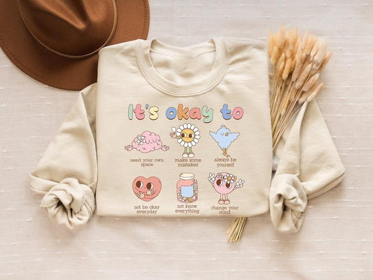 Retro It's Okay To Make Some Mistakes Sweatshirt, Positive Message Shirt, Mental Health Matters Shirt, Special Education Teacher T-Shirt, Motivational Quotes Sweater