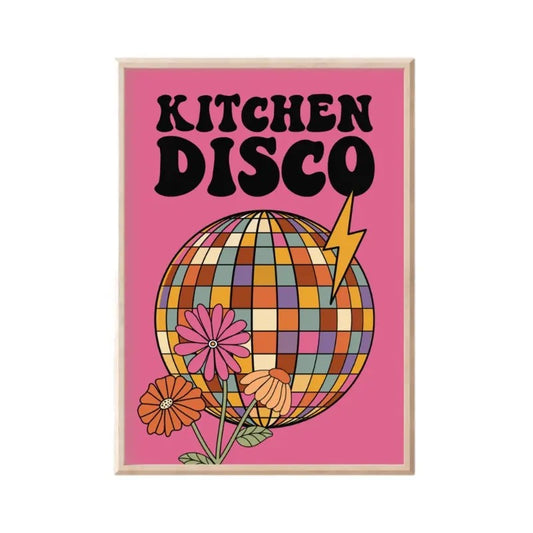 Retro Kitchen Disco Print, Retro Disco, 1970s 1960s, Music Lyrics, Disco Ball Poster, Gifts For Besties Sister Art Prints, Poster Prints No Frame, Wall Hanging Decor, Poster For Room, Gifts For Birthday