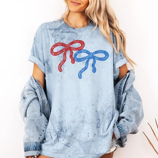 Retro Lace, Red, Blue, Patriotic, America, 4th of July, Color Blast Tshirt Comfort Colors T-Shirt, Women's Comfort Colors Tee